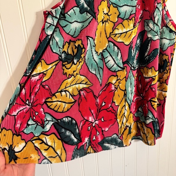 Anthropologie Maeve Women’s Floral Pleated Accordian Sheer Tank Top Size Large - Picture 4 of 11